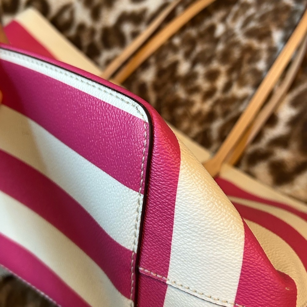 Kate Spade Pink and White Striped Tote Bag - Picture 9 of 16